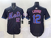 Men's New York Mets #12 Francisco Lindor Black Alternate Limited Stitched Jersey,baseball caps,new era cap wholesale,wholesale hats
